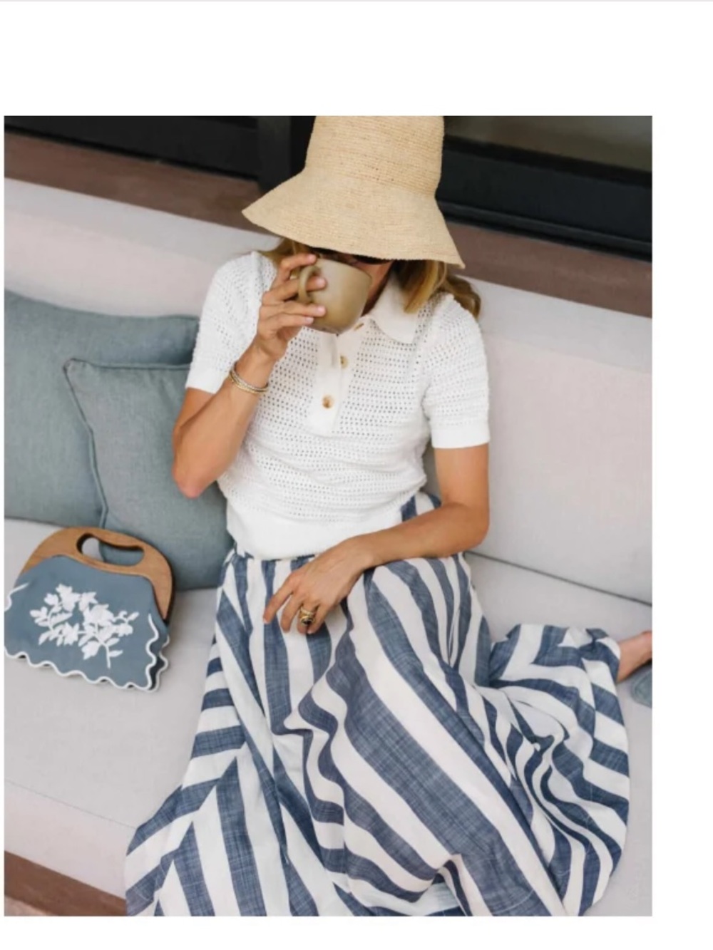 Vila Striped Niki circle Skirt in Navy and White xs